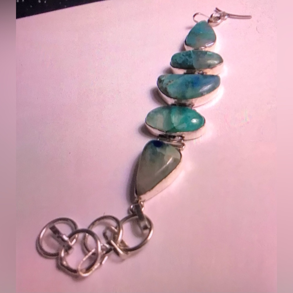 Chrysocolla 925 Sterling Silver Bracelet